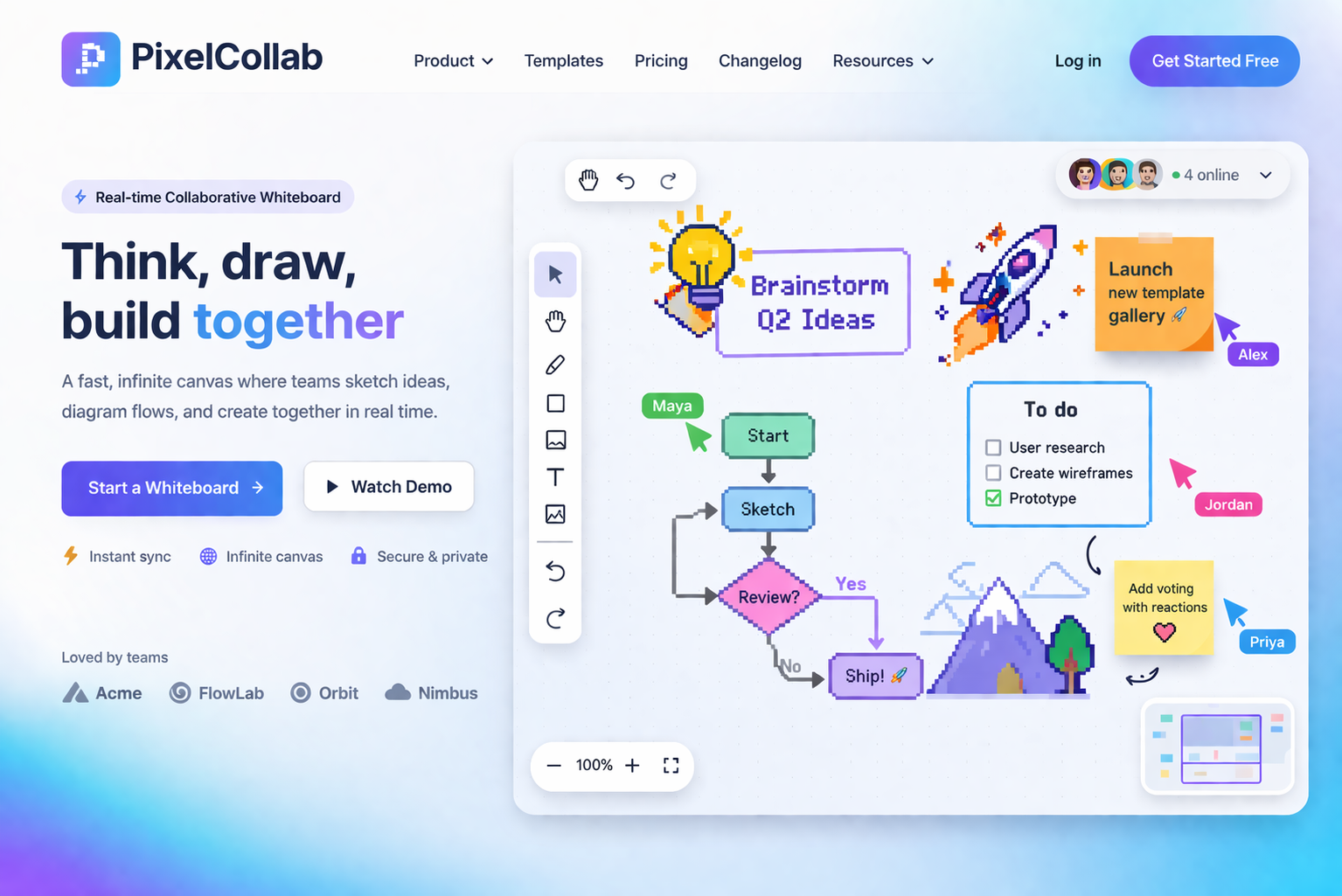 PixelCollab: Real-Time Collaborative Whiteboard